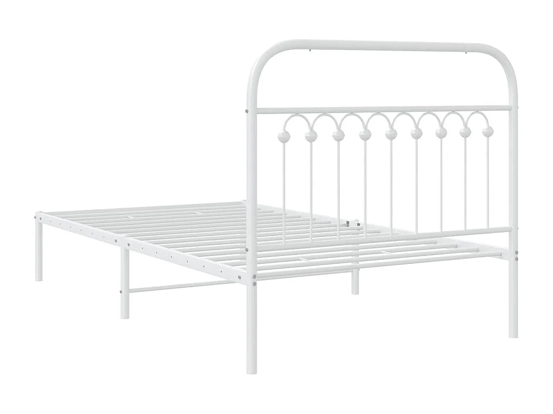 Cadre de lit métal sans matelas et tête de lit blanc 100x190 cm