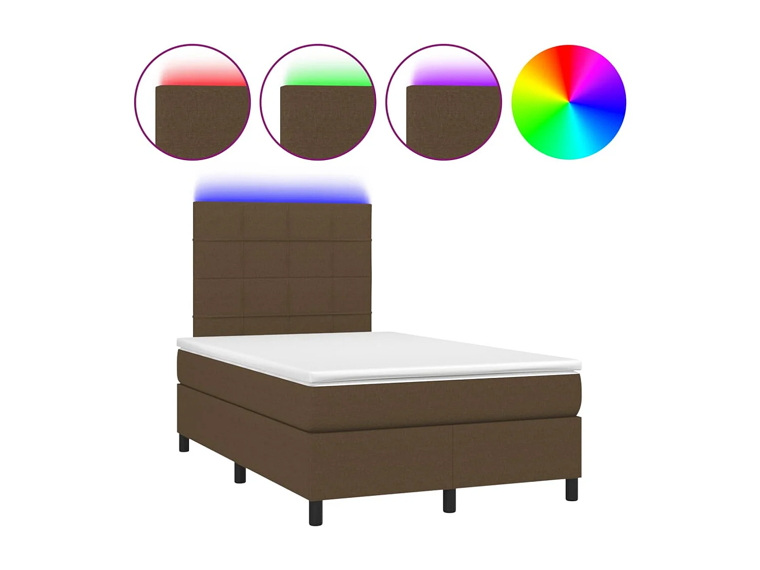 Boxspringbett mit Matratze & LED Dunkelbraun 120x190 cm Stoff