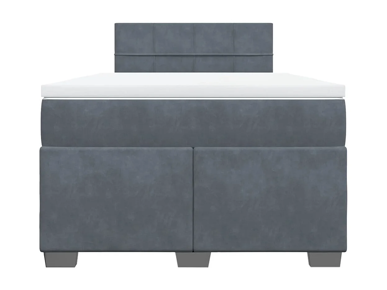 Giroletto a Molle con Materasso Grigio Scuro 120x190 cm Velluto