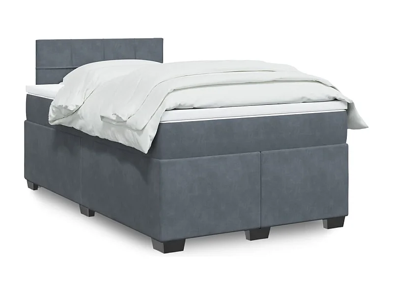 Cama box spring con colchón terciopelo gris oscuro 120x190 cm