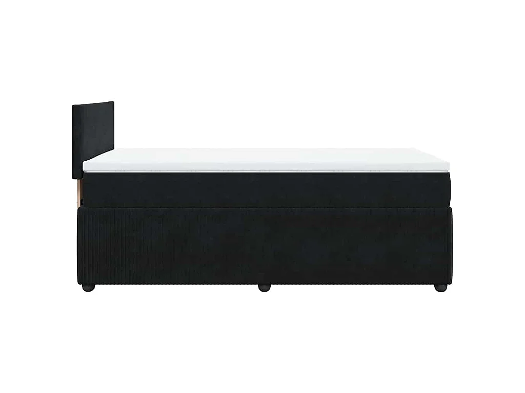 Giroletto a Molle con Materasso Nero 90x190 cm in Velluto