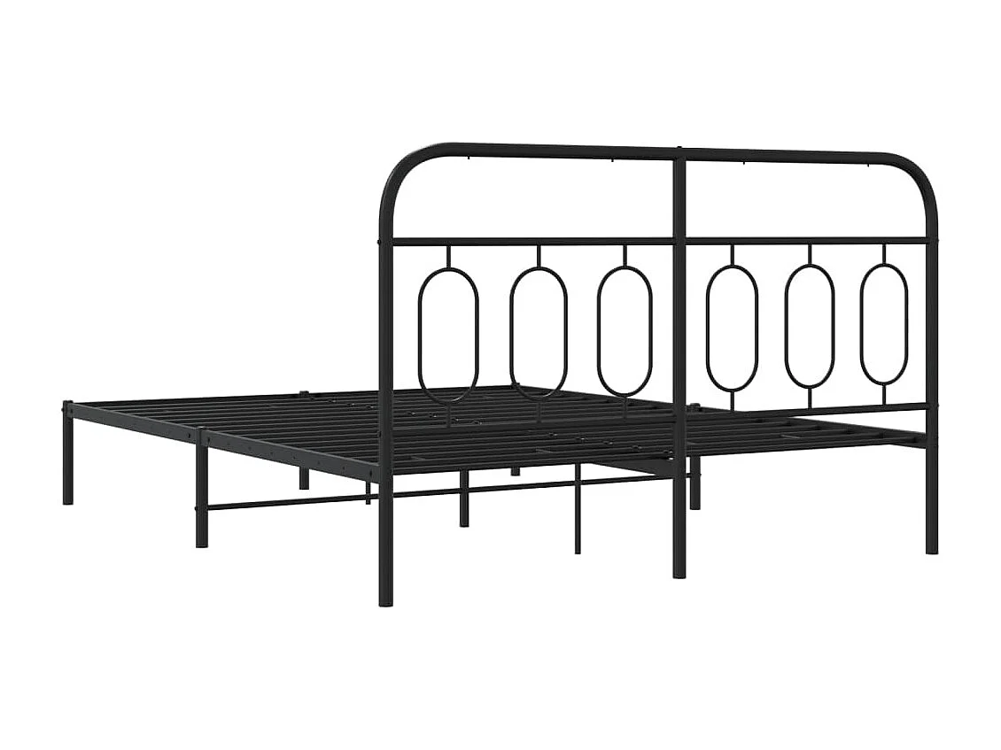 Bedframe met hoofdbord metaal zwart 140x190 cm