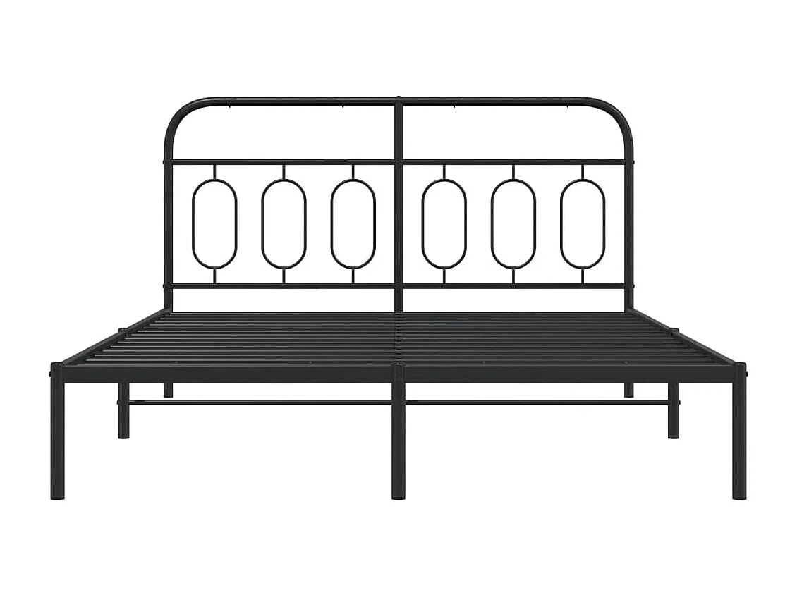 Bedframe met hoofdbord metaal zwart 140x190 cm