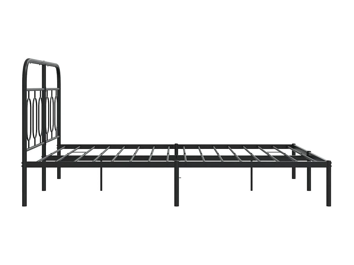 Bedframe met hoofdbord metaal zwart 140x190 cm