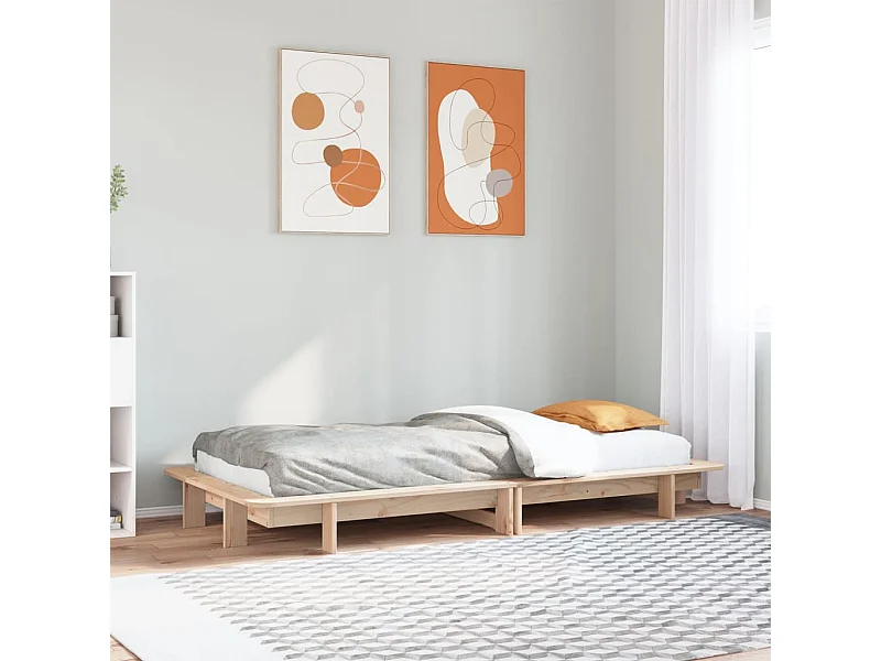 Estructura de cama sin colchón madera maciza de pino 90x190 cm