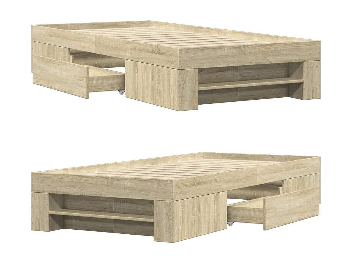 Bedframe zonder matras hout sonoma eikenkleurig 75x190 cm