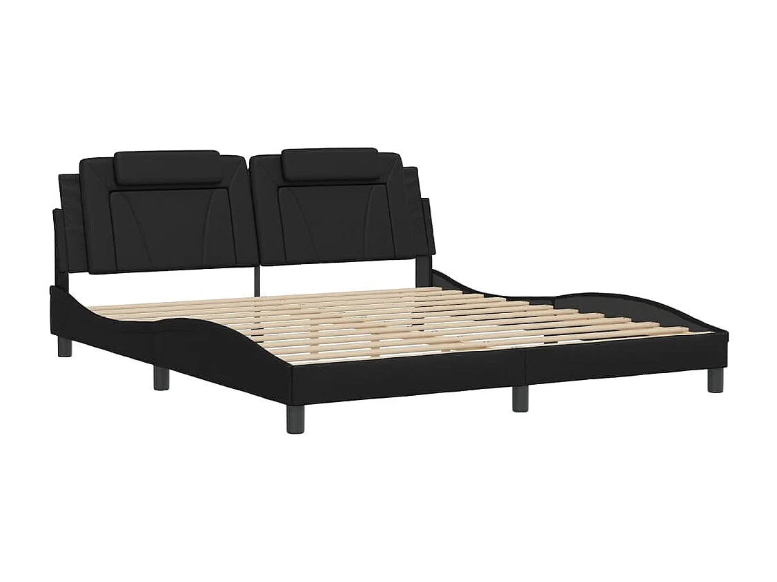 Giroletto con Luce LED Nero 180x200 cm in Similpelle