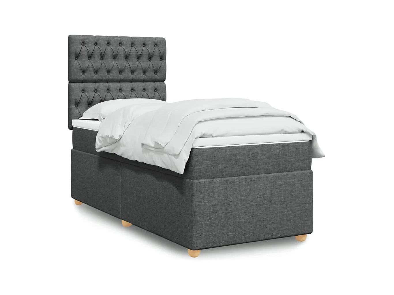 Cama box spring con colchón tela gris oscuro 80x200 cm