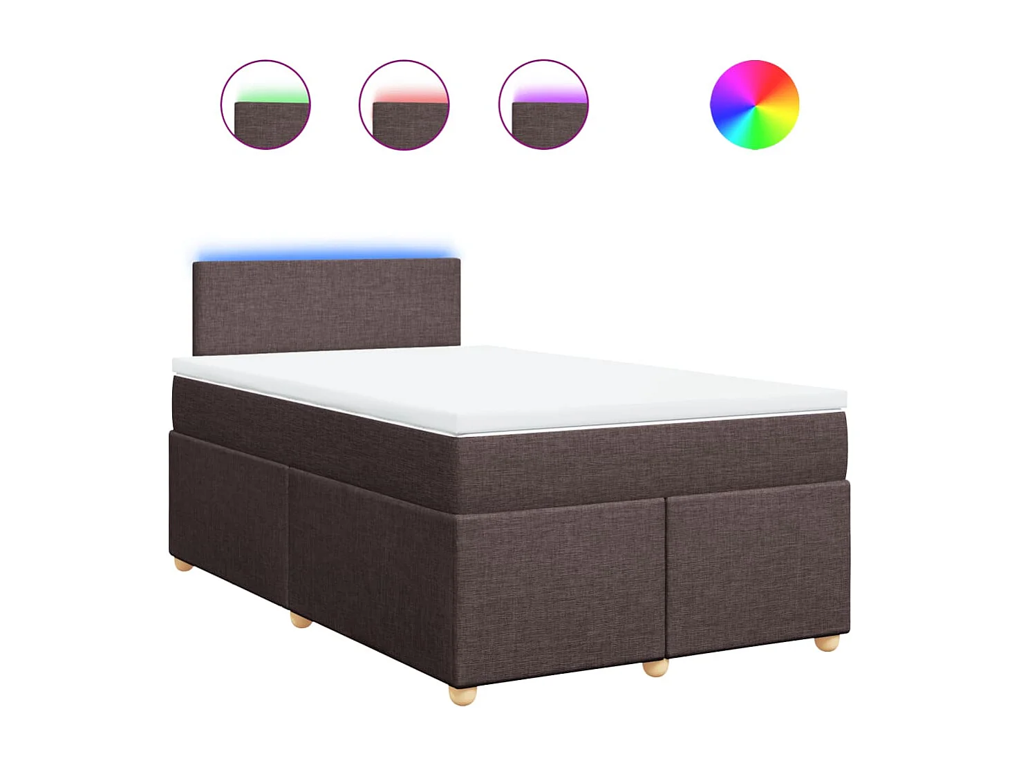 Cama box spring con colchón tela marrón oscuro 120x200 cm