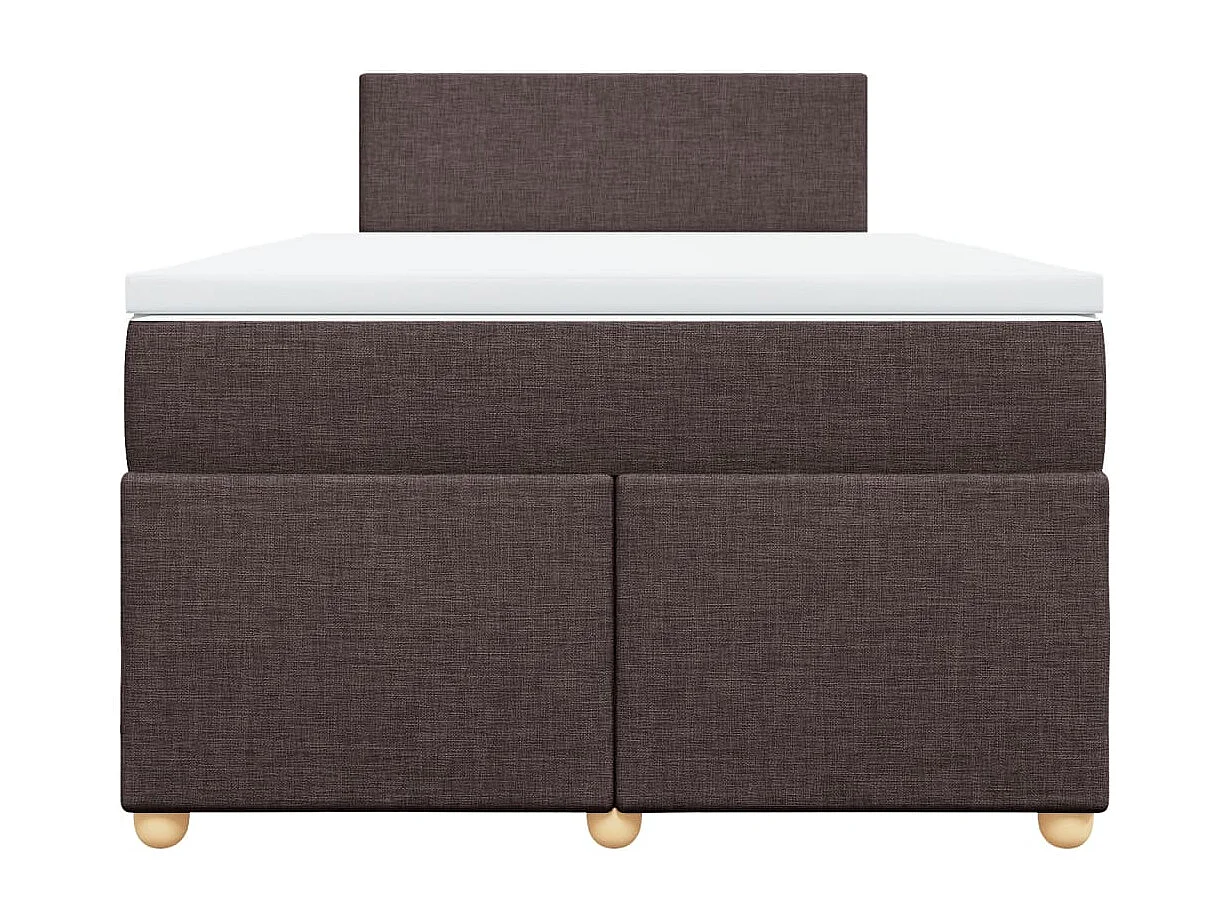 Cama box spring con colchón tela marrón oscuro 120x200 cm