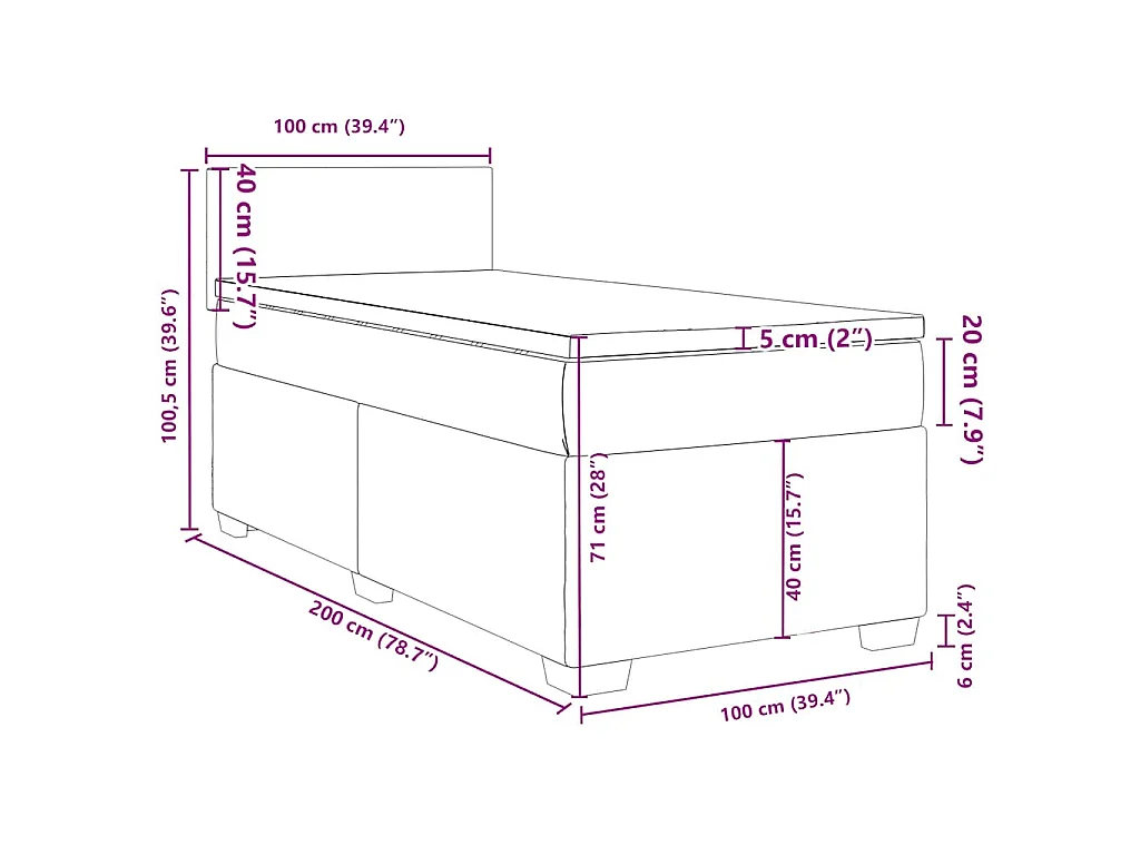 Boxspringbett mit Matratze Dunkelgrün 100x200 cm Samt