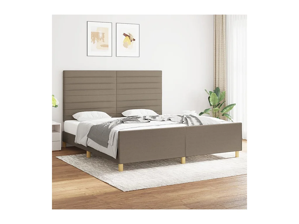Cadre de lit sans matelas taupe 180x200 cm tissu