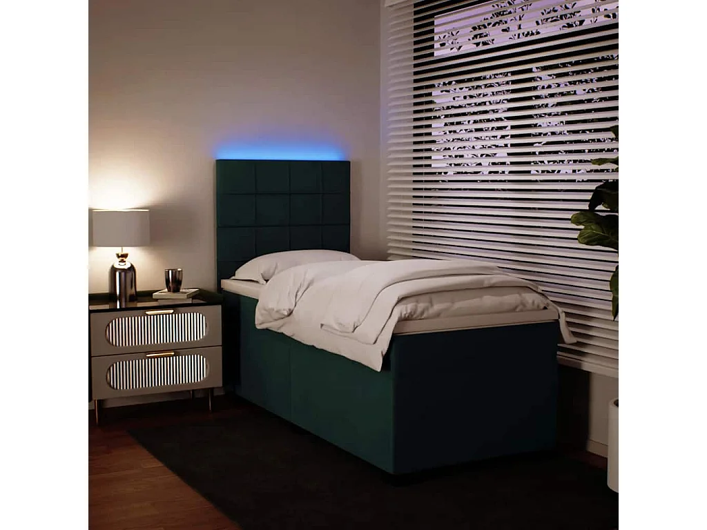 Boxspring met matras fluweel donkergroen 100x200 cm