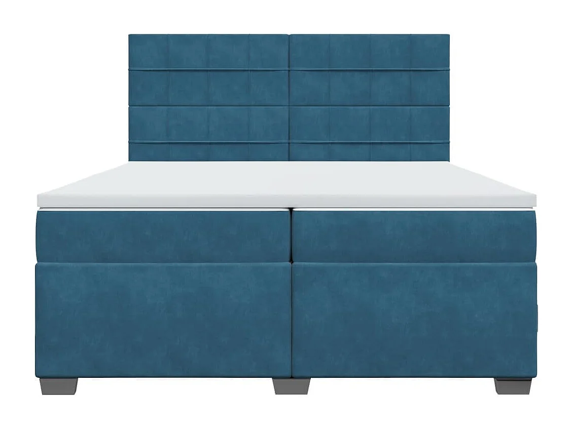 Cama com molas/colchão 200x200 cm veludo azul