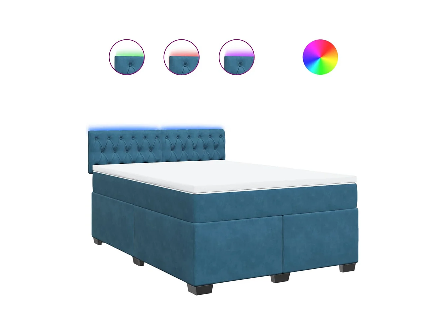 Boxspring met matras fluweel blauw 140x200 cm