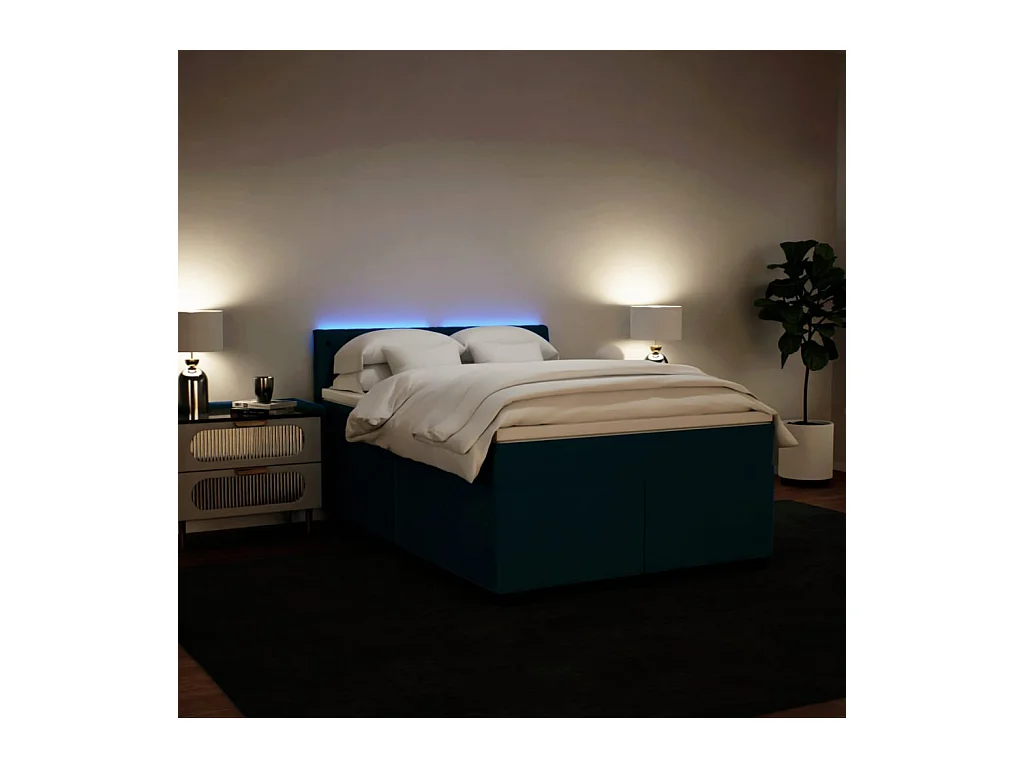 Boxspring met matras fluweel blauw 140x200 cm