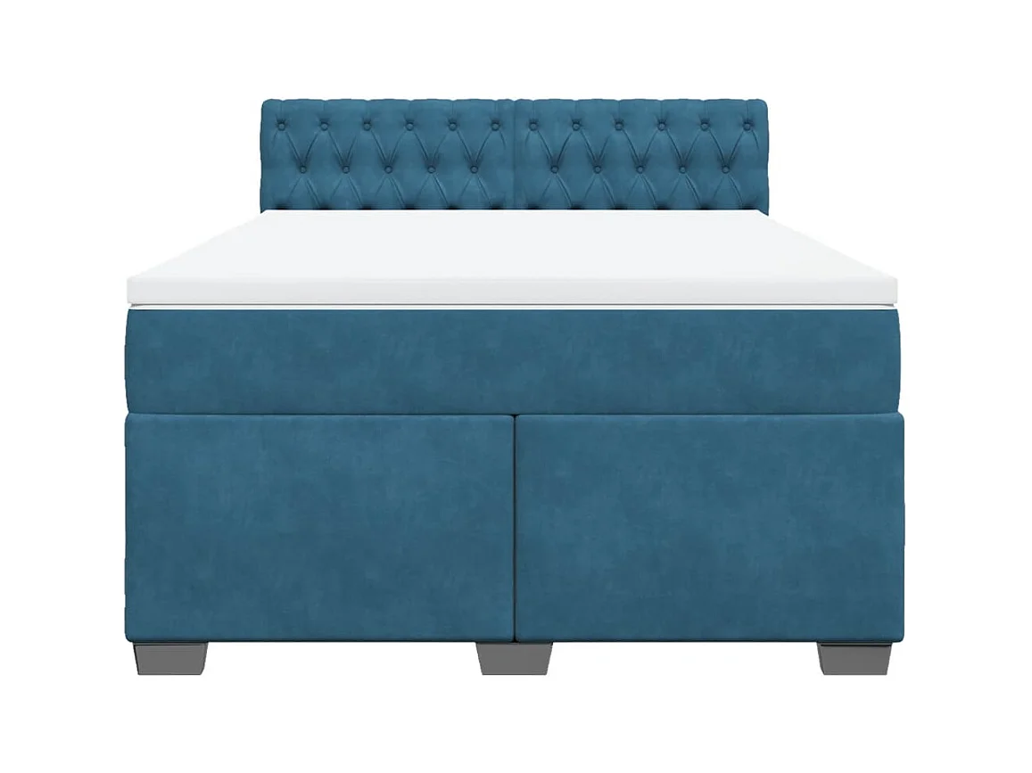 Boxspring met matras fluweel blauw 140x200 cm
