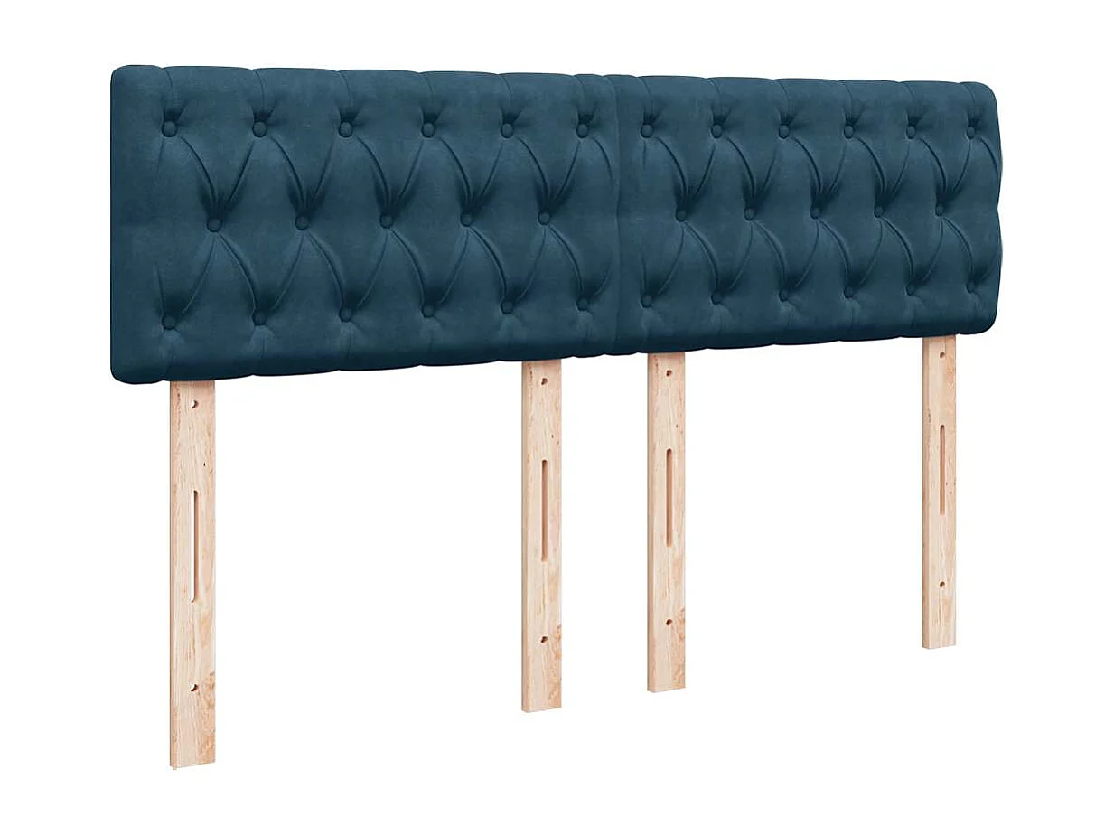 Cama box spring con colchón terciopelo azul 140x200 cm