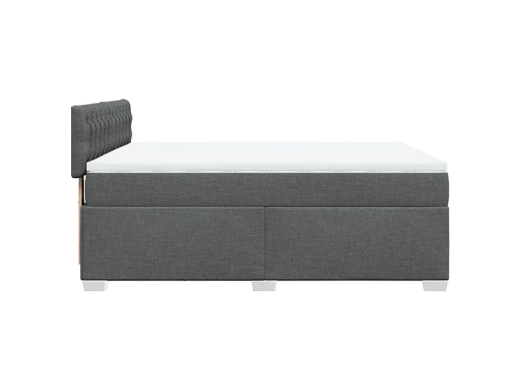 Cama box spring con colchón tela gris oscuro 140x200 cm