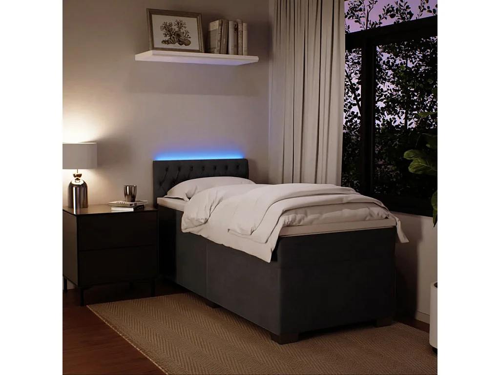 Boxspring met matras fluweel donkergrijs 80x200 cm