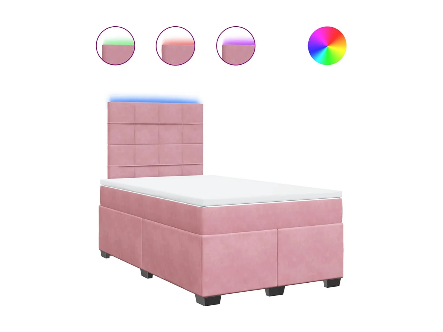 Cama box spring con colchón terciopelo rosa 120x200 cm