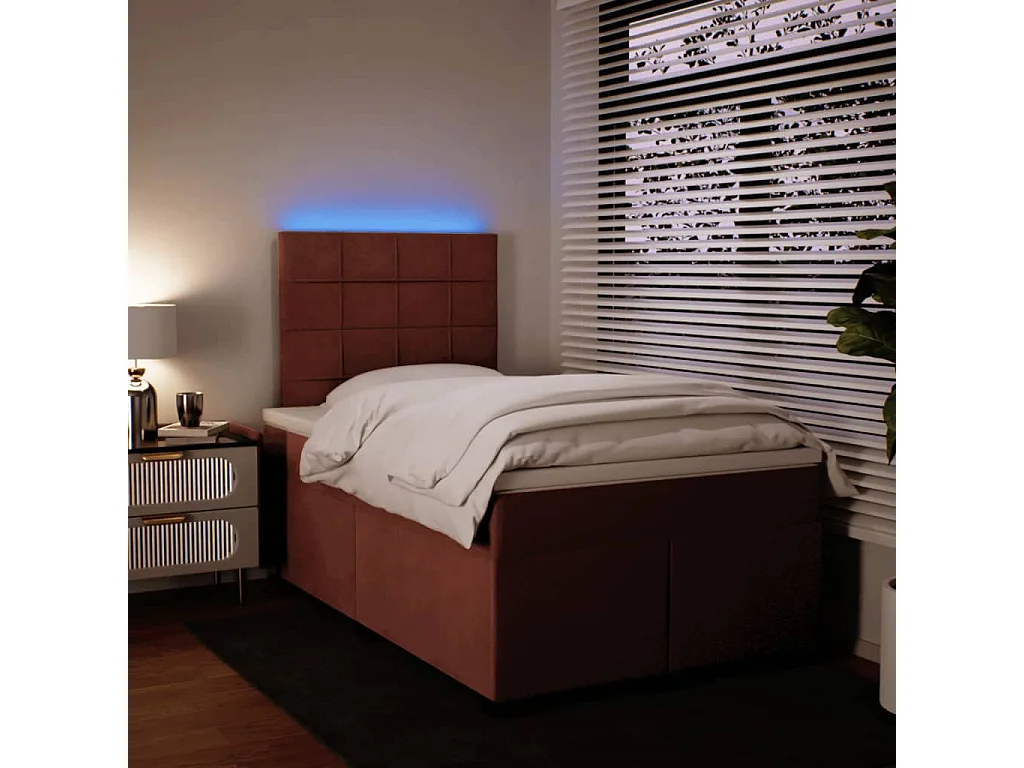 Cama box spring con colchón terciopelo rosa 120x200 cm