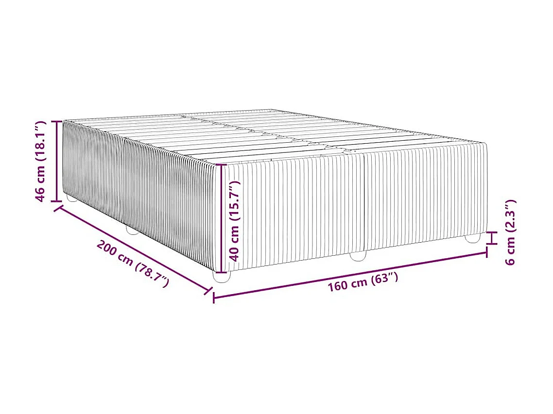 Cadre de lit sans matelas noir 160x200 cm velours