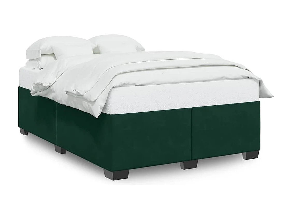 Cadre de lit sans matelas vert foncé 160x200 cm velours