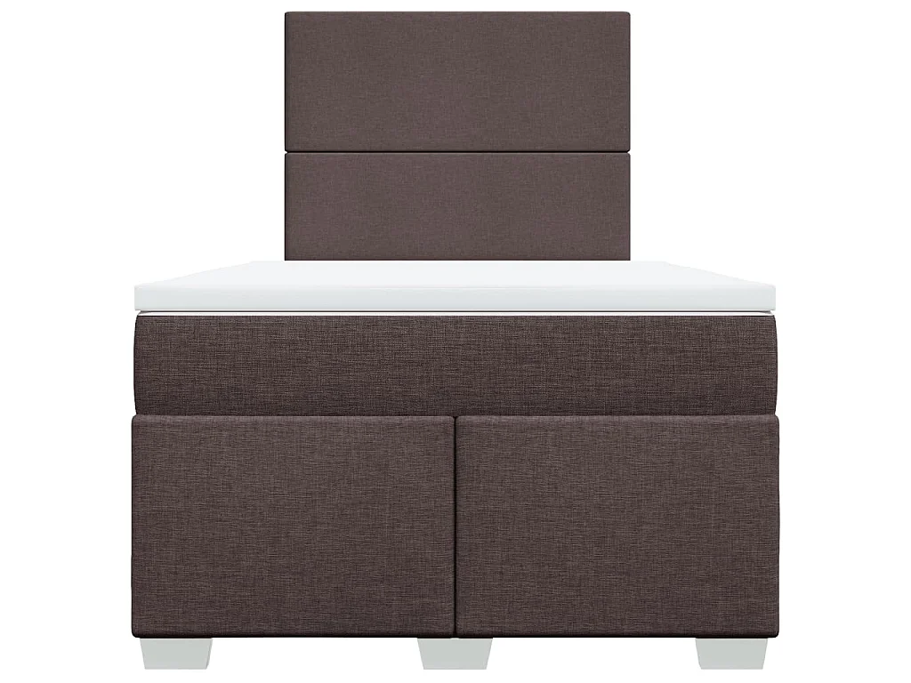 Cama box spring con colchón tela marrón oscuro 120x190 cm