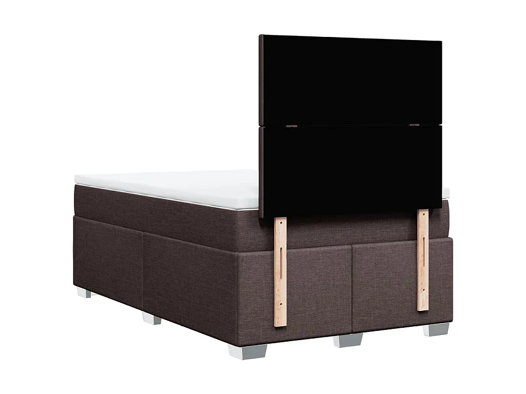 Cama box spring con colchón tela marrón oscuro 120x190 cm