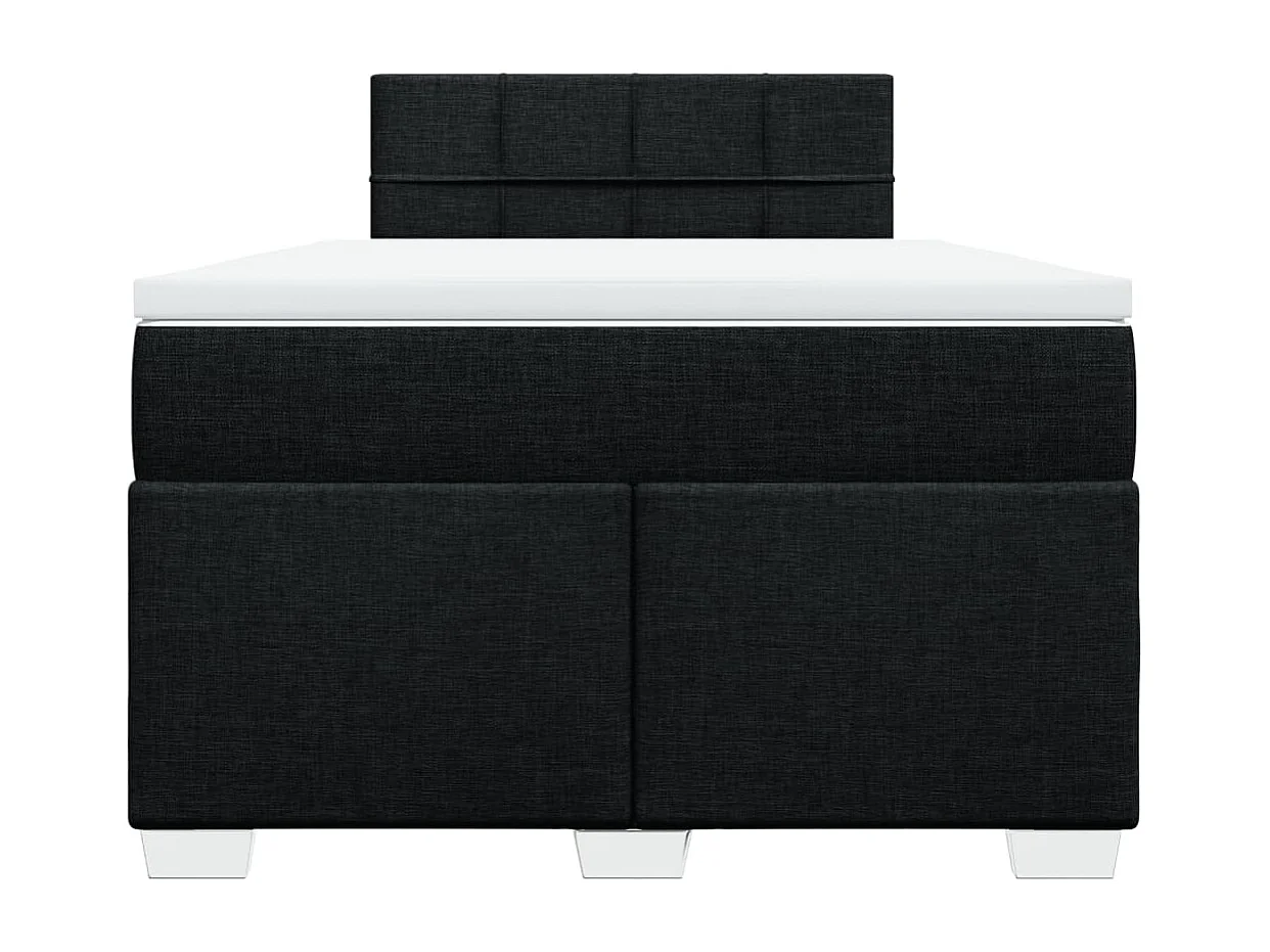 Cama box spring con colchón tela negro 120x200 cm