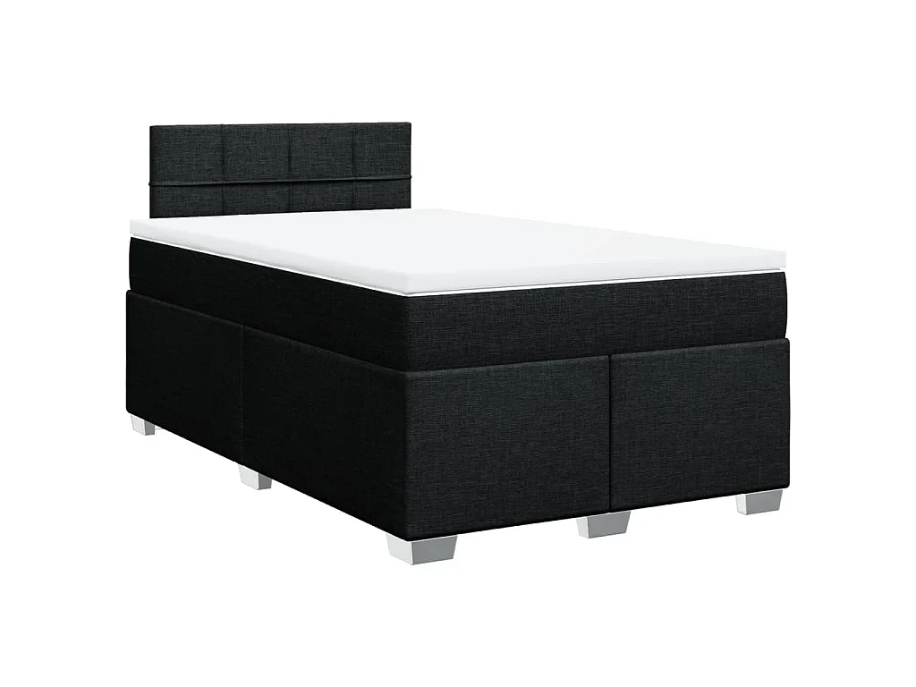 Sommier à lattes de lit avec matelas Noir 120x200 cm Tissu