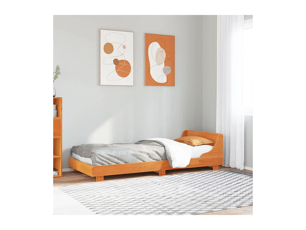 Cadre de lit sans matelas cire marron 90x200 cm bois pin massif