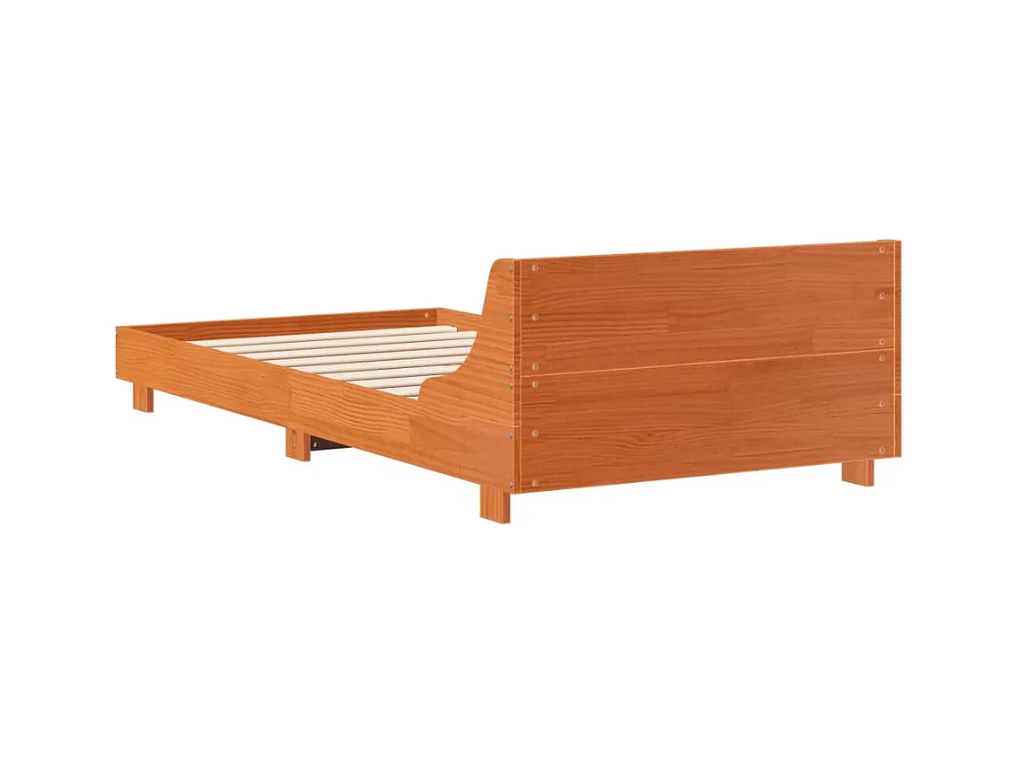 Massivholzbett ohne Matratze Wachsbraun 90x200 Kiefernholz