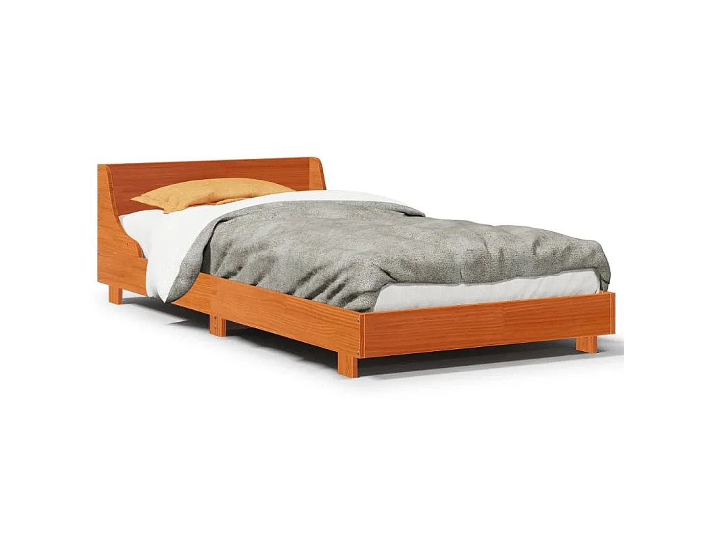 Letto senza Materasso Marrone Cera 90x200 cm Legno di Pino