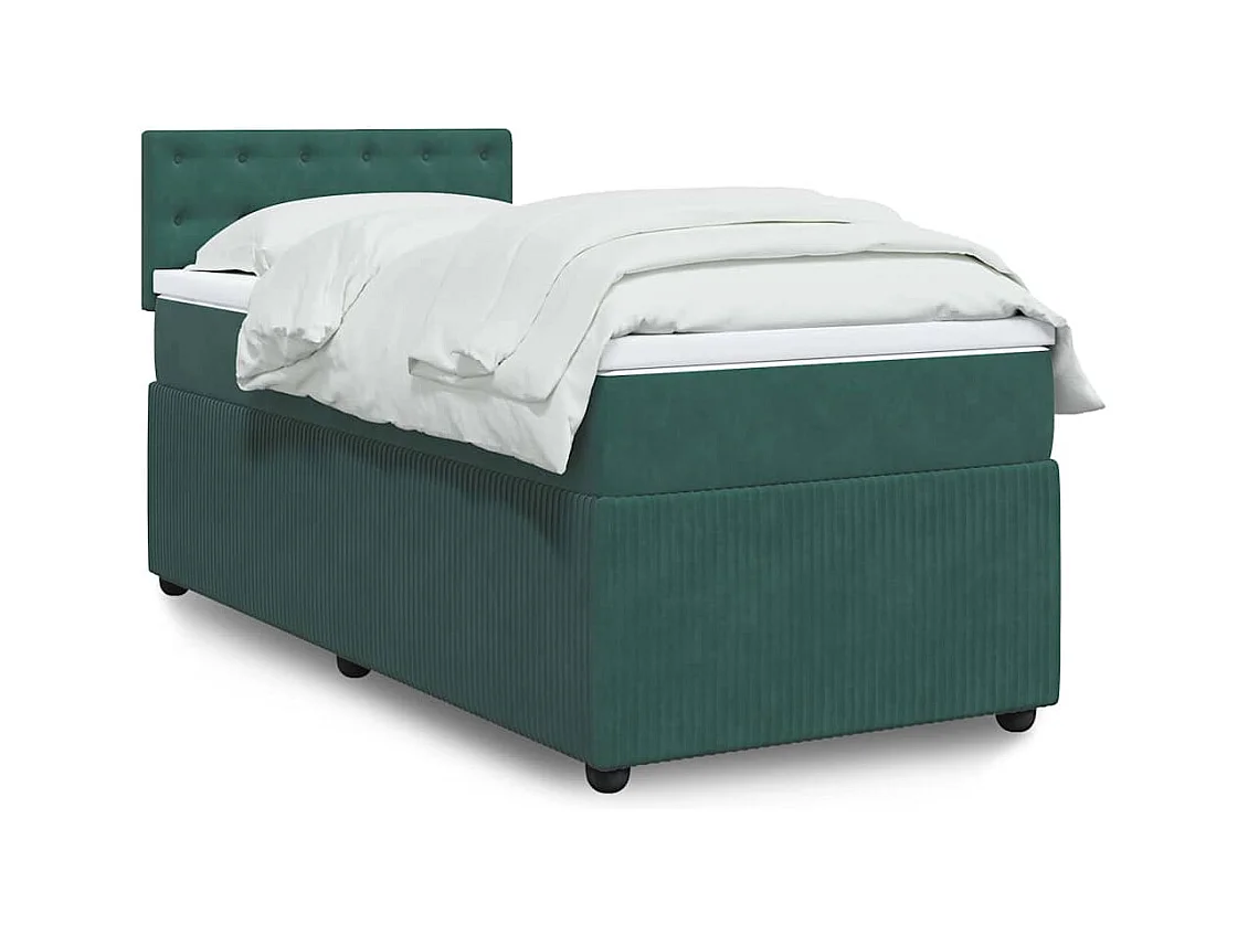 Boxspring met matras fluweel donkergroen 100x200 cm