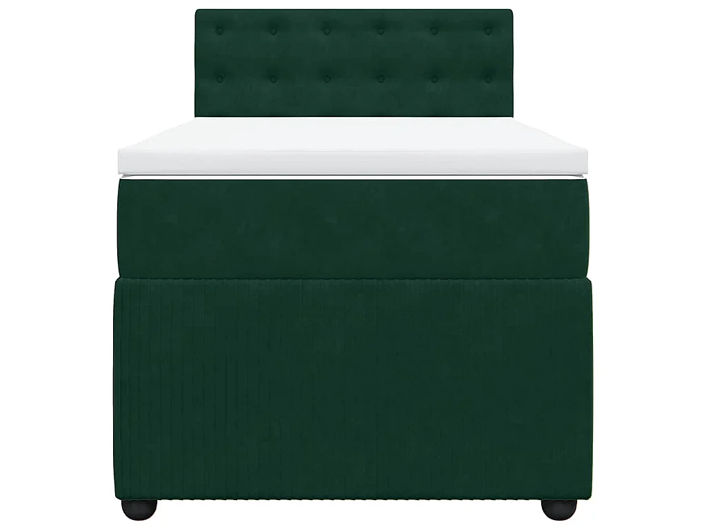 Cama box spring con colchón terciopelo verde oscuro 100x200 cm