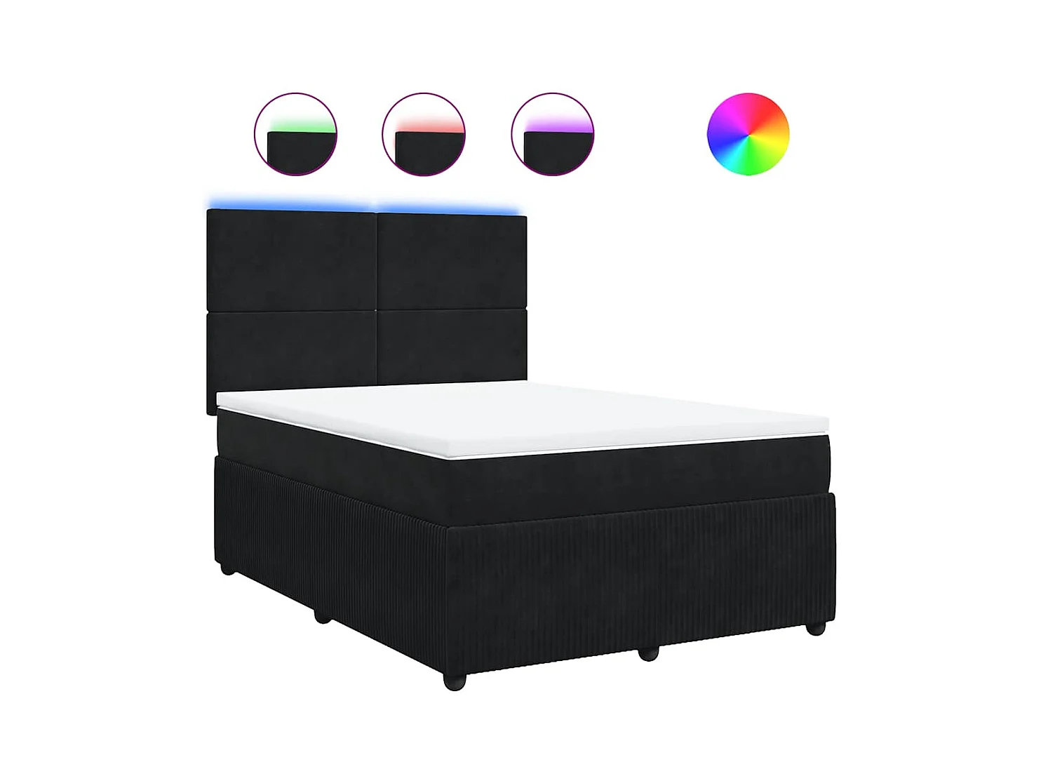 Boxspringbett mit Matratze Schwarz 140x190 cm Samt