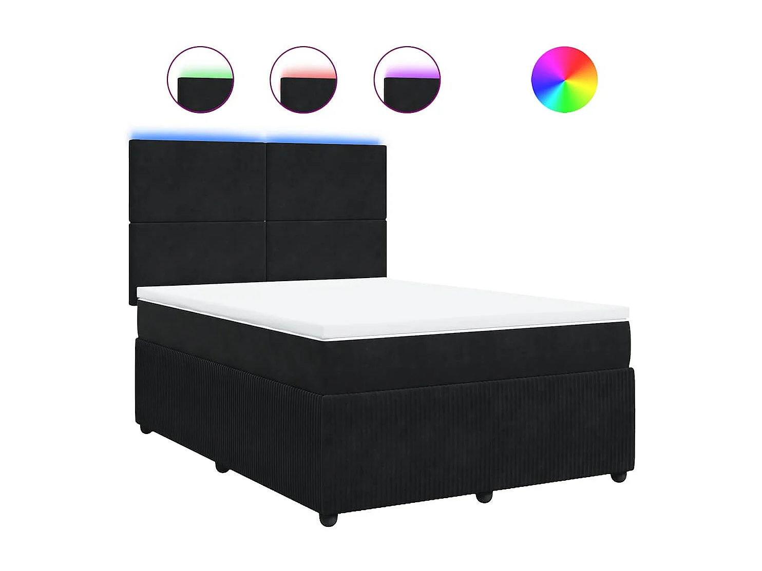 Boxspringbett mit Matratze Schwarz 140x190 cm Samt
