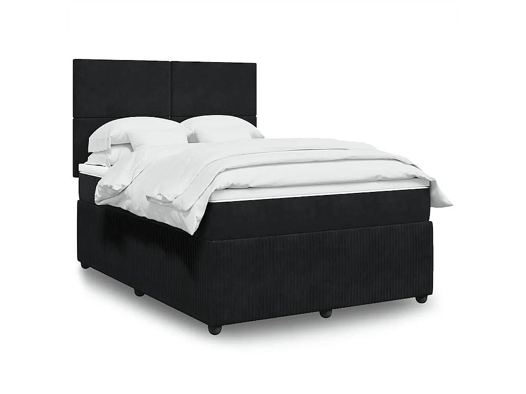 Boxspringbett mit Matratze Schwarz 140x190 cm Samt