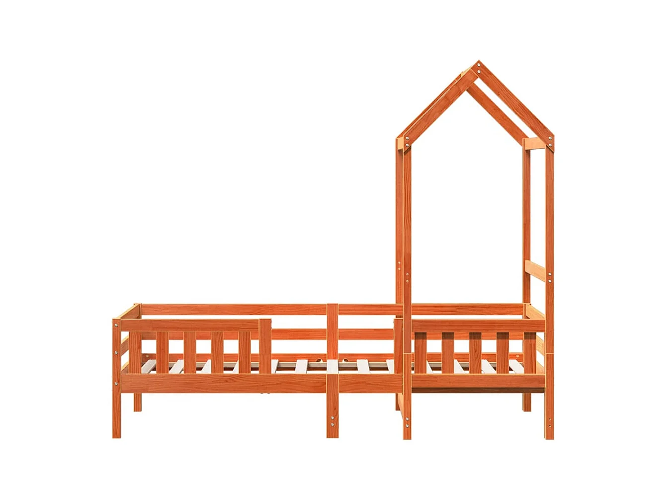 Bedframe met huisje massief grenenhout wasbruin 90x200 cm