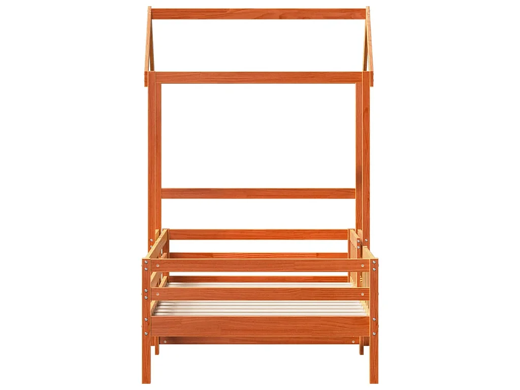 Cadre de lit avec toit sans matelas cire marron 90x200 cm