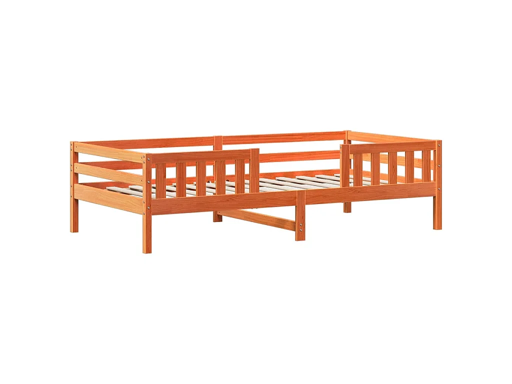 Cadre de lit avec toit sans matelas cire marron 90x200 cm