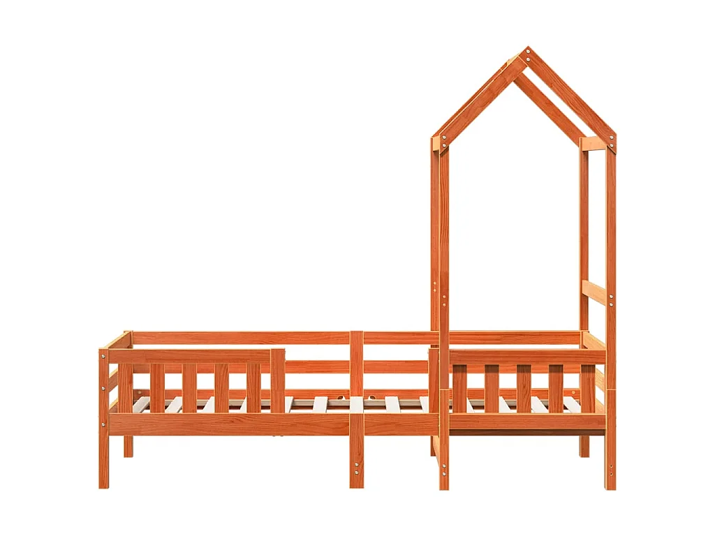 Cadre de lit avec toit sans matelas cire marron 90x200 cm
