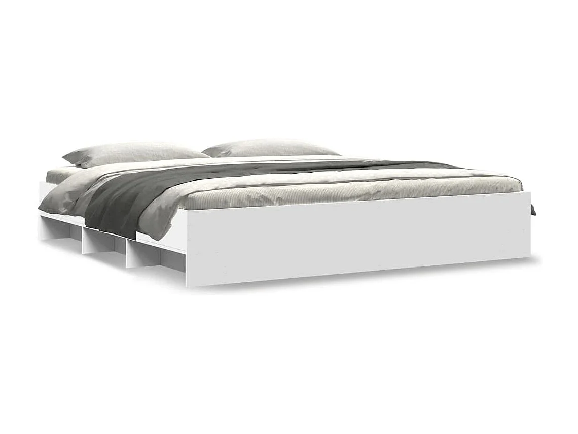 Cadre de lit sans matelas blanc 200x200 cm bois d'ingénierie