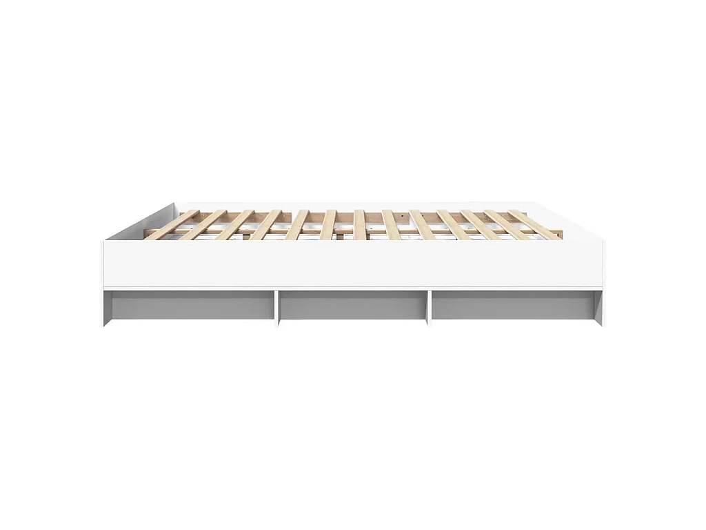 Bedframe massief hout wit 200x200 cm