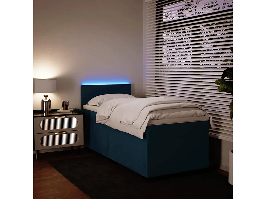 Boxspringbett mit Matratze Blau 90x190 cm Samt