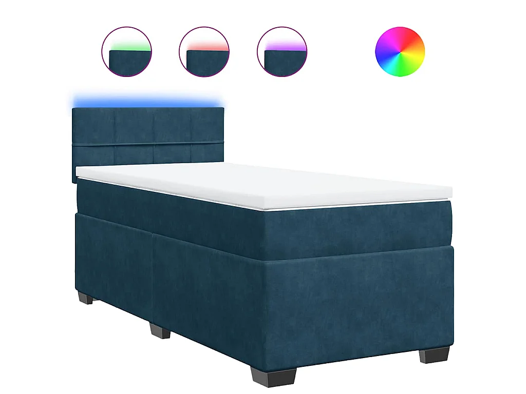 Boxspringbett mit Matratze Blau 90x190 cm Samt