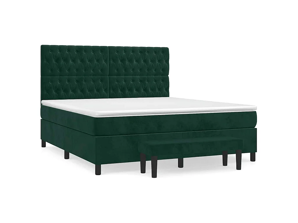 Boxspringbett mit Matratze Dunkelgrün 180x200 cm Samt