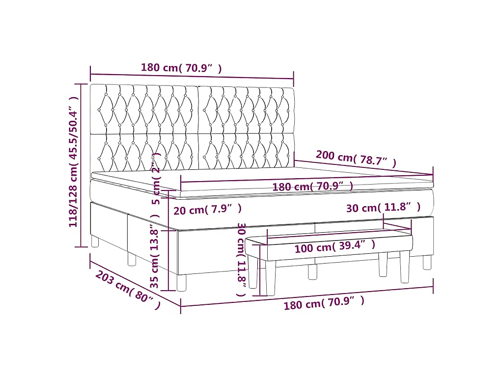 Boxspringbett mit Matratze Dunkelgrün 180x200 cm Samt